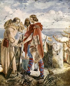 Egfrith tilbyr bispesetet i Hexham til Cuthbert, 678 av William Bell Scott