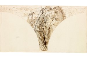 Skisse for veggmaleri i Wallington Hall (kroppsfarge) av William Bell Scott