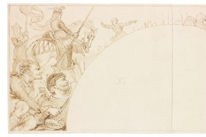 Skisse for veggmaleri i Wallington Hall (kroppsfarge) av William Bell Scott
