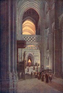 I skipet i Canterbury-katedralen etter Evensong (fargelitografi) av William Biscombe Gardner