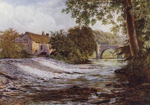 På Derwent, Baslow (farge litho) av William Biscombe Gardner