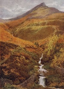 The Nab and Golden Clough fra Grindslow Dell, Edale (farge litho) av William Biscombe Gardner