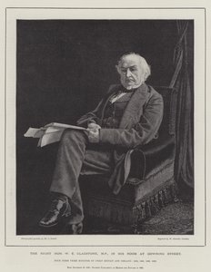 Høyre ærede W E Gladstone, MP, på rommet sitt i Downing Street av William Biscombe Gardner