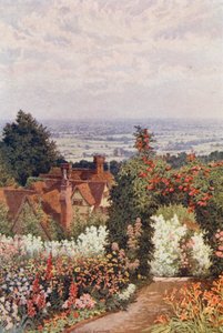 The Weald fra Doctor#39;s Garden, Sutton Valence (fargelitografi) av William Biscombe Gardner