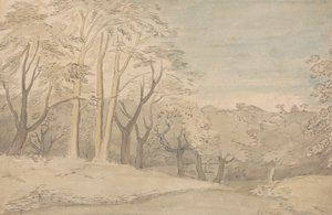 Et treaktig landskap av William Blake