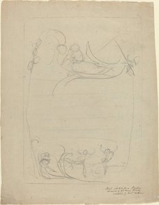 En væpnet mann sporer en kvinne [recto] av William Blake