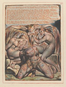 «Og det ble hørt en stor klage i Beulah...»; sluttvignett til kapittel 1 (plate 25) av William Blake