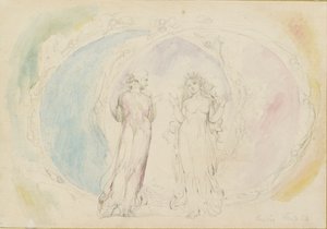 Beatrice og Dante i Gemini, midt i flammens sfærer, 1825-1827 av William Blake