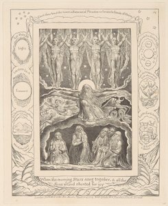Jobs bok, plate 14, Da morgenstjernene sang sammen av William Blake