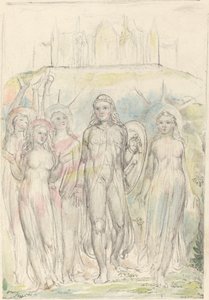 Kristen med troens skjold, tar avskjed med sine ledsagere av William Blake