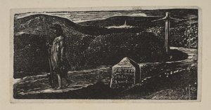 Colinets Journey, Milestone merket LXII Miles til London, fra Thorntons Pastorals of V..., 1821. av William Blake