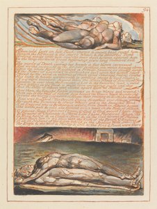 Jerusalem, Plate 94, Albion-kalden legger seg på klippen sin.... av William Blake