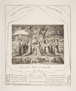 Job og hans familie, fra illustrasjoner av Jobs bok, 1825-26. av William Blake