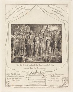 Job og hans kone gjenopprettet til velstand av William Blake
