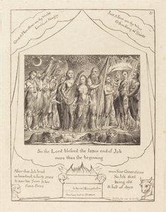 Job og hans kone gjenopprettet til velstand av William Blake