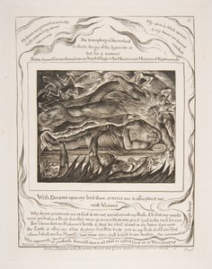 Jobs onde drømmer, fra illustrasjoner av Jobs bok, 1825-26. av William Blake