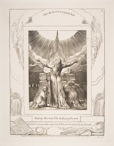 Jobs Sacrifice, fra illustrasjoner av Jobs bok, 1825-26. av William Blake