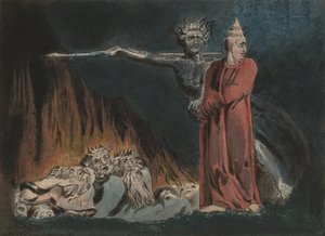 Lucifer og paven i helvete, ca. 1794-96 av William Blake