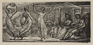 Menalcus Watching Women Dance, fra Thorntons Pastorals of Virgil, 1821. av William Blake