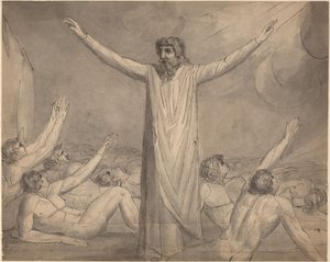 Moses stanser pesten (?) [recto] av William Blake