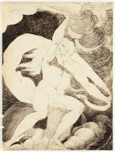 Nakenfigur av en mann med flammende fakkel av William Blake