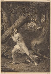 Orlando i raseri river opp trær, 1783. av William Blake