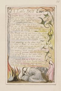 P.124-1950.pt53 A Little Boy Lost: plate 53 fra Songs of Innocence and of Experience (kopi R) c.1802-08 (etsing, blekk og wc) av William Blake