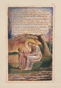 S.125-1950.pt10 The Little Black Boy (forts.): plate 10 fra Songs of Innocence and of Experience (kopi AA) c.1815-26 (etsing, blekk og wc) av William Blake