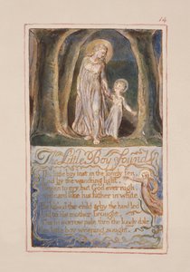 P.125-1950.pt14 Den lille gutten funnet: plate 14 fra Songs of Innocence and of Experience (kopi AA) c.1815-26 (etsing, blekk og wc) av William Blake