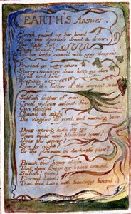 P.125-1950.pt31 Jordens svar: plate 31 fra Songs of Innocence and of Experience (kopi AA) c.1815-26 (etsing, blekk og akvarell) av William Blake