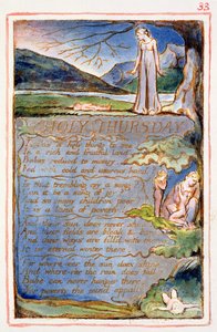 P.125-1950.pt33 Hellig torsdag: plate 33 fra Songs of Innocence and of Experience (kopi AA) c.1815-26 (etsing, blekk og wc) av William Blake