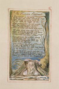 P.125-1950.pt47 The Human Abstract: plate 47 fra Songs of Innocence and of Experience (kopi AA) c.1815-26 (etsing, blekk og wc) av William Blake