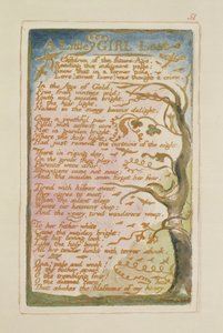 P.125-1950.pt51 A Little Girl Lost: plate 51 fra Songs of Innocence and of Experience (kopi AA) c.1815-26 (etsing, blekk og wc) av William Blake