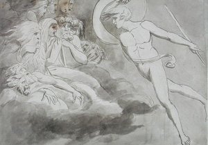 Satan nærmer seg kaosretten av William Blake