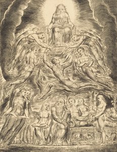 Satan foran Guds trone, 1825. av William Blake