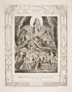 Satan foran Guds trone, fra illustrasjoner av Jobs bok, 1825-26. av William Blake