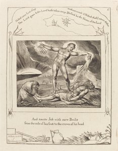 Satan slår jobb med byller, 1825. av William Blake