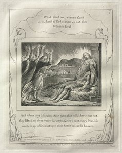 Jobs bok: nr. 7, Og da de hadde løftet øynene langt borte og kjente ham ikke..., 1825. av William Blake
