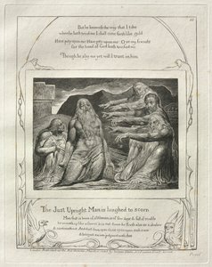 Jobs bok: Pl. 10, The Just Upright Man blir lattermildt av William Blake