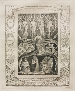 Jobs bok: Pl. 14, Da morgenstjernene sang sammen, og alle sønnene..., 1825. av William Blake