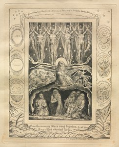 Jobs bok: Pl. 14, Da morgenstjernene sang sammen, og alle Guds sønner..., 1825. av William Blake