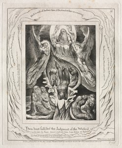 Jobs bok: Pl. 16, Du har oppfylt de ondes dom, 1825. av William Blake