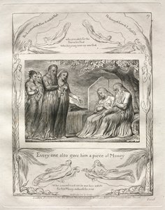 Jobs bok: Pl. 19, Hver og en ga ham også et stykke penger, 1825. av William Blake