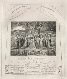Jobs bok: Pl. 1, Slik gjorde Job kontinuerlig, 1825. av William Blake