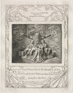 Jobs bok: Pl. 20, Det ble ikke funnet kvinner rettferdige som Jobs døtre, 1825. av William Blake