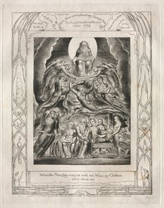 Jobs bok: Pl. 2, Da den Allmektige ennå var med meg, Da mine barn..., 1825. av William Blake