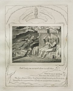 Jobs bok: Pl. 4, Og jeg er bare rømt alene for å fortelle deg, 1825. av William Blake