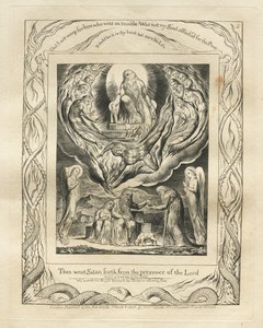 Jobs bok: Pl. 5, Så gikk Satan ut fra Herrens nærhet, 1825. av William Blake