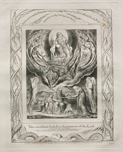 Jobs bok: Pl. 5, Så gikk Satan ut fra Herrens nærhet, 1825. av William Blake
