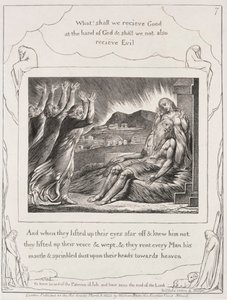 Jobs bok: Pl. 7, Og da de hadde løftet øynene, 1825. av William Blake